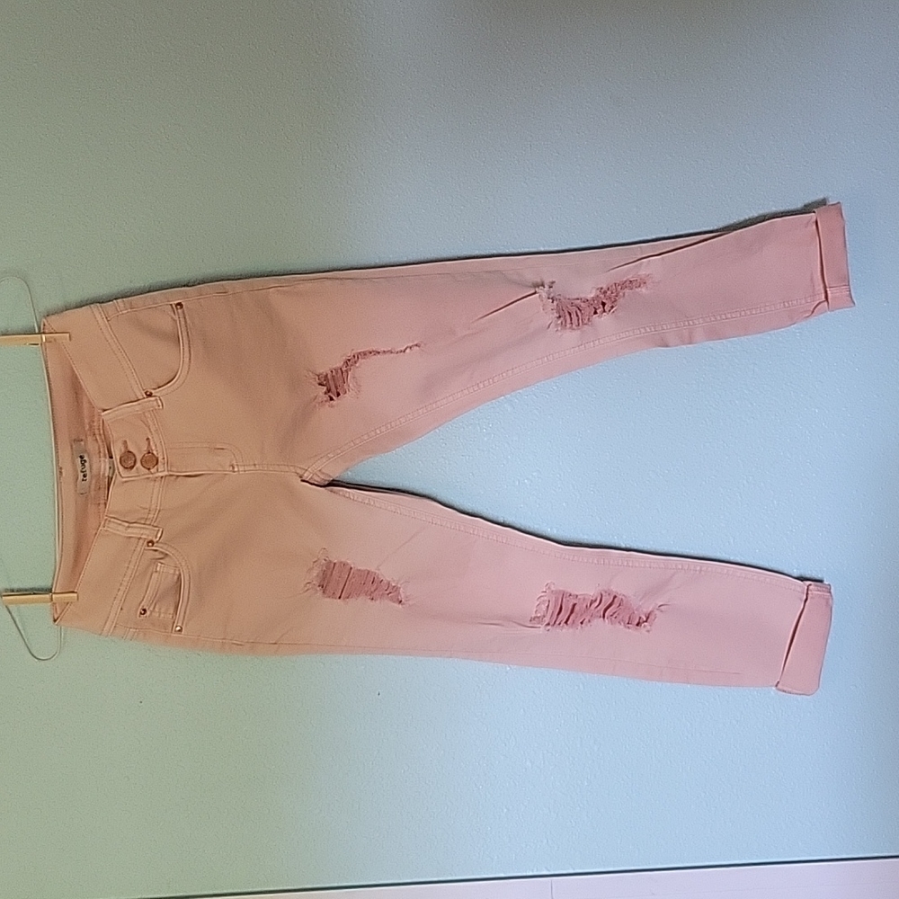 Refuge Womens Jeans Size 0 Diatressed Skinny Jeans Light Pink